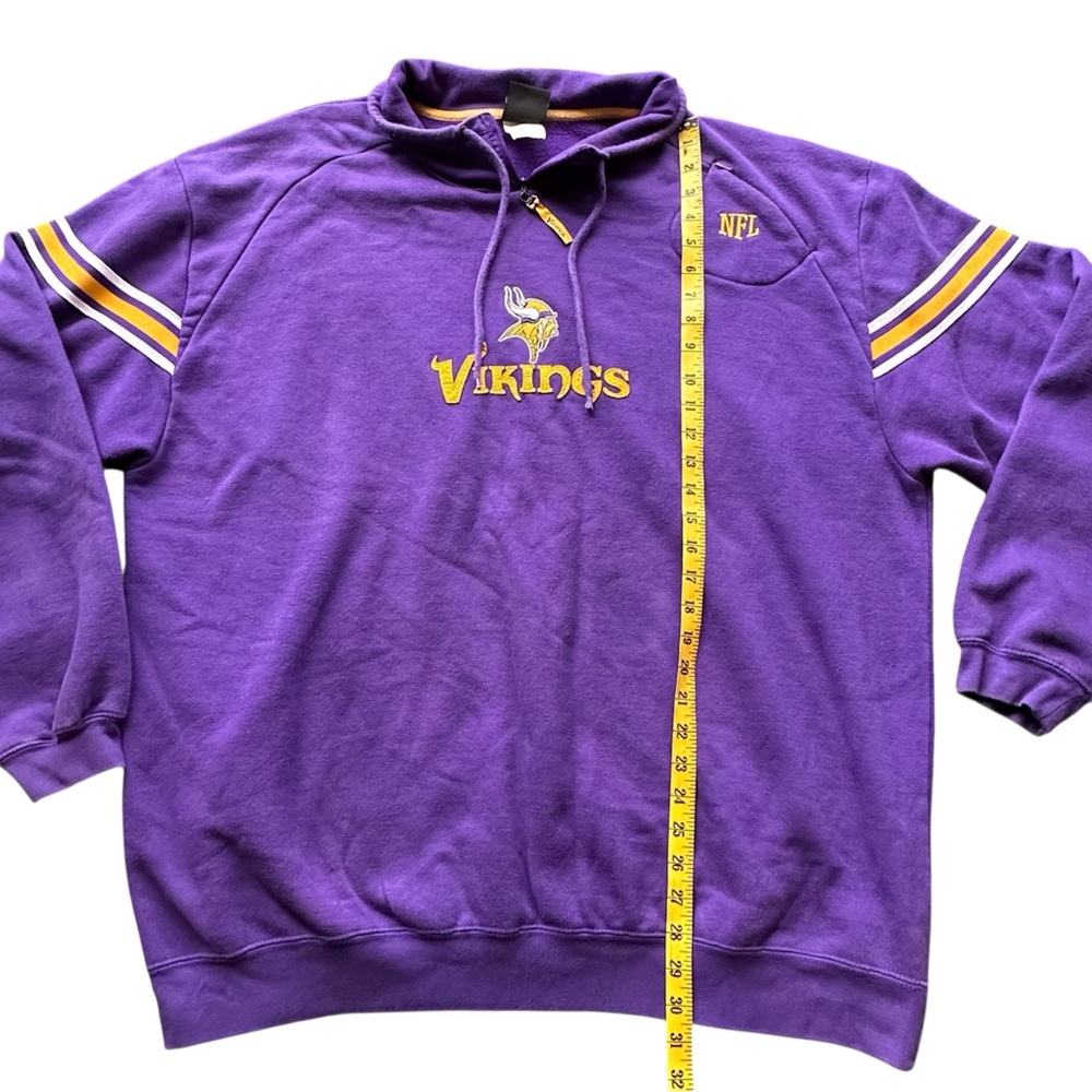 VTG Y2K Era Minnesota Vikings NFL Team Apparel 1/4 Zip Pullover Sweatshirt 2XL - Picture 10 of 11